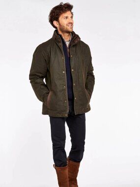 Dubarry of Ireland Carrickfergus Men's Waxed Cotton Jacket - Olive